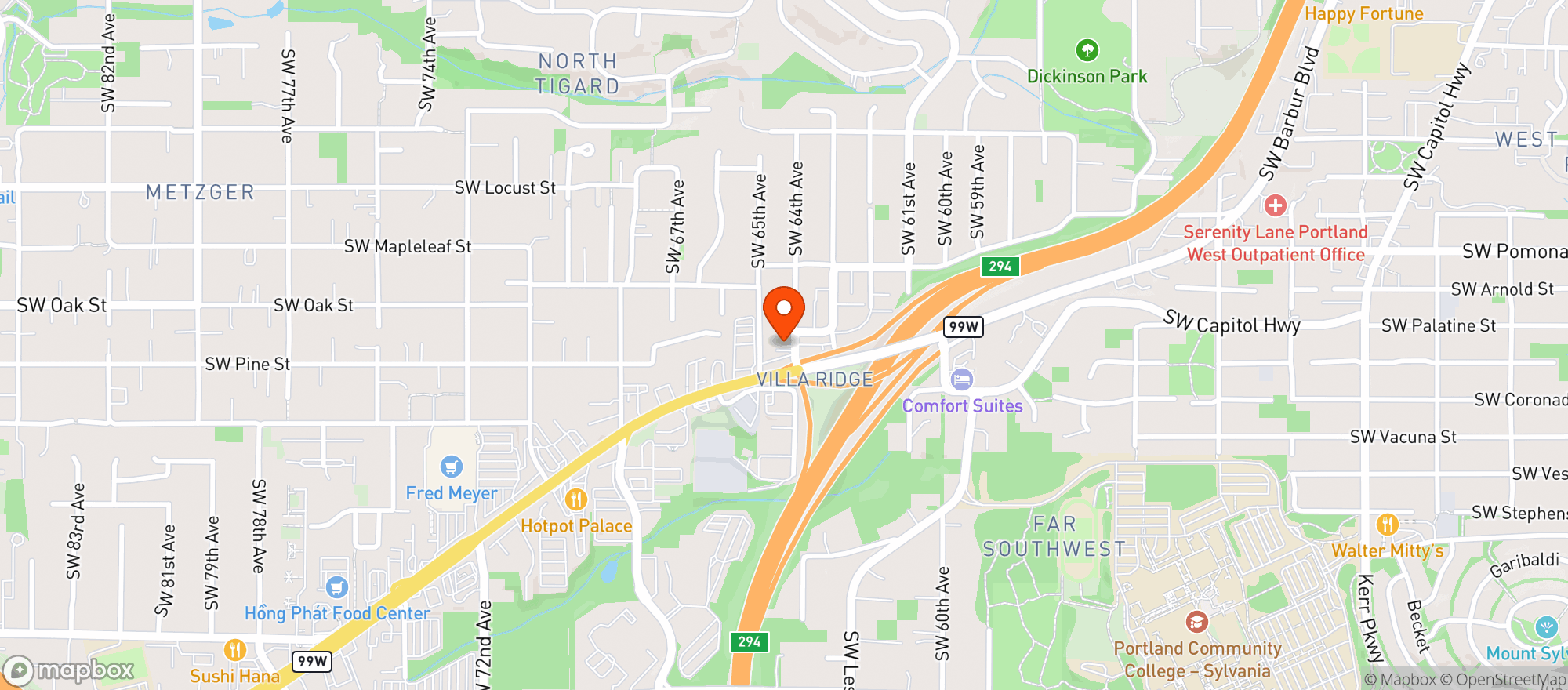 Map showing LEMONNADE PDX - 64th Ave