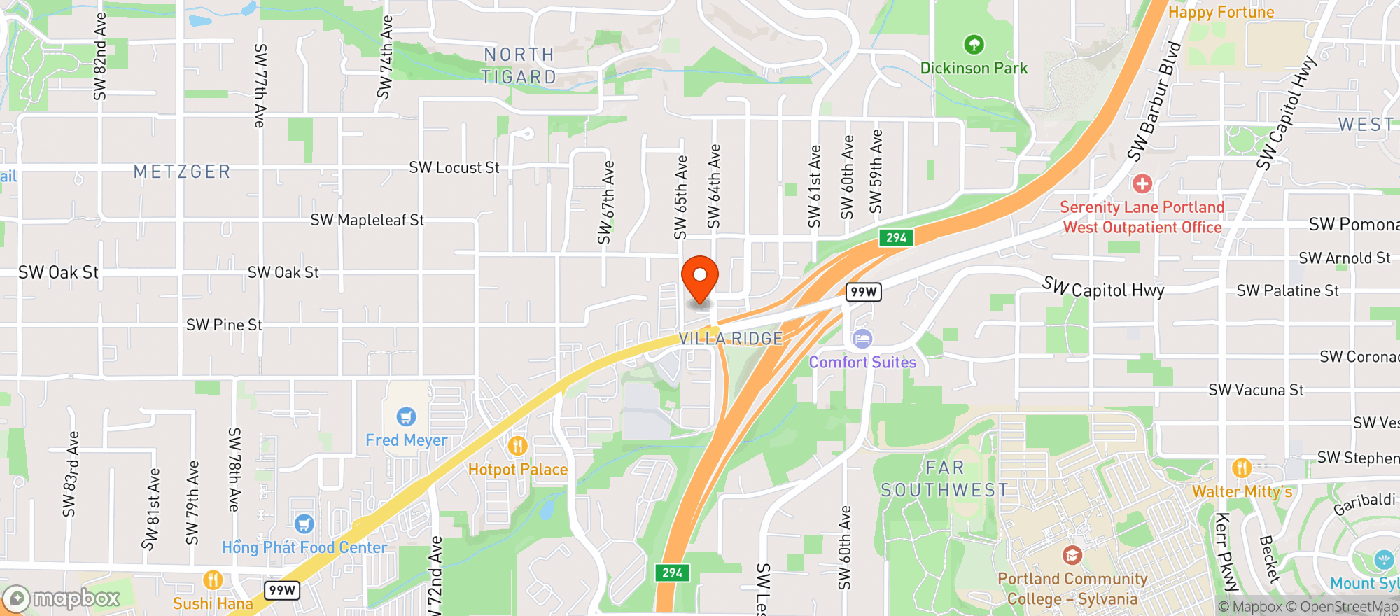 Map showing Madrone Cannabis Club