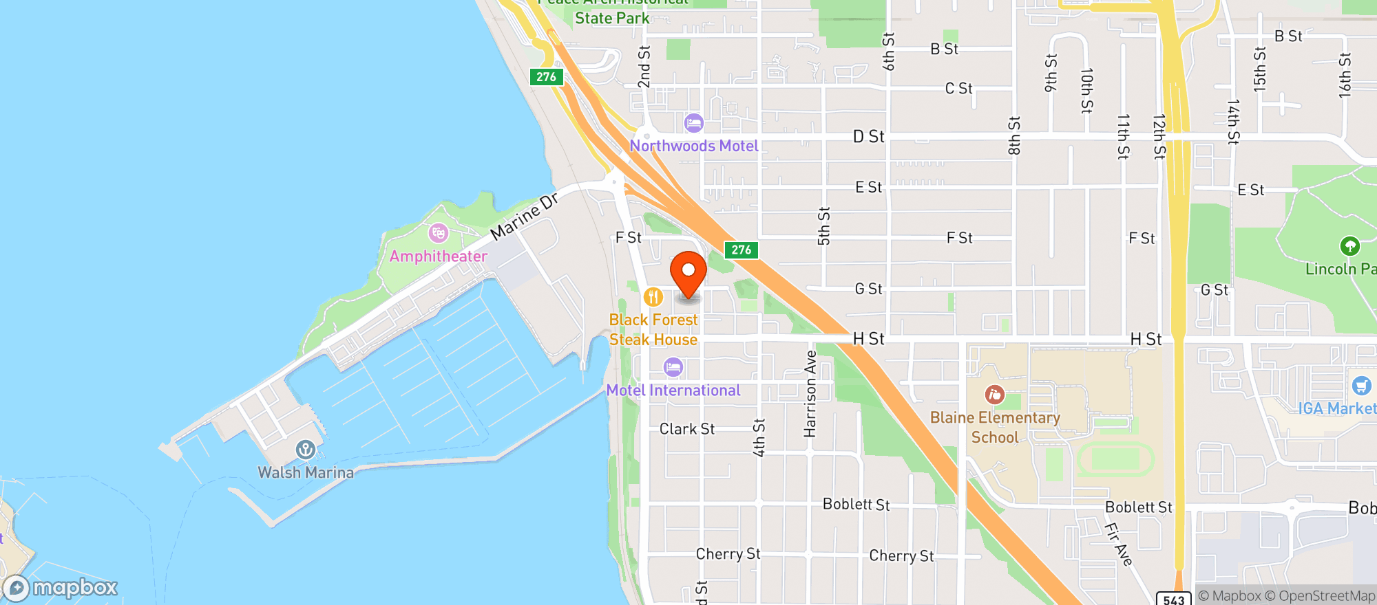Map showing The Vault Wine Bar & Bistro
