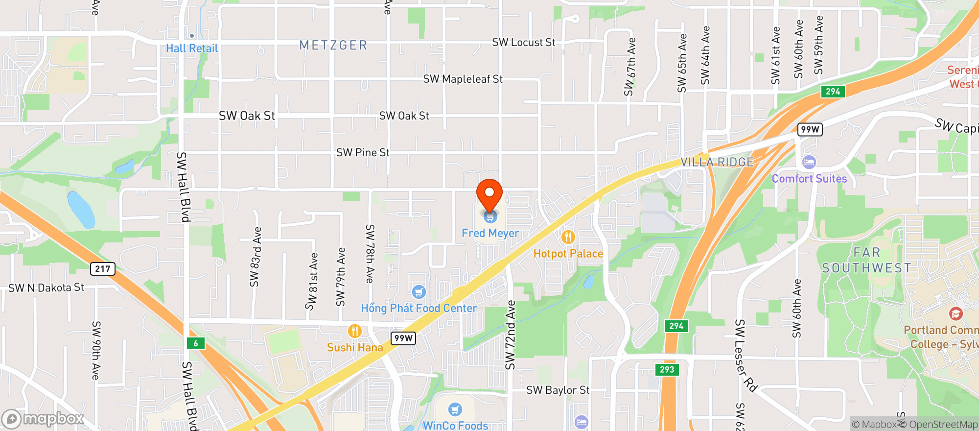 Map showing Fred Meyer