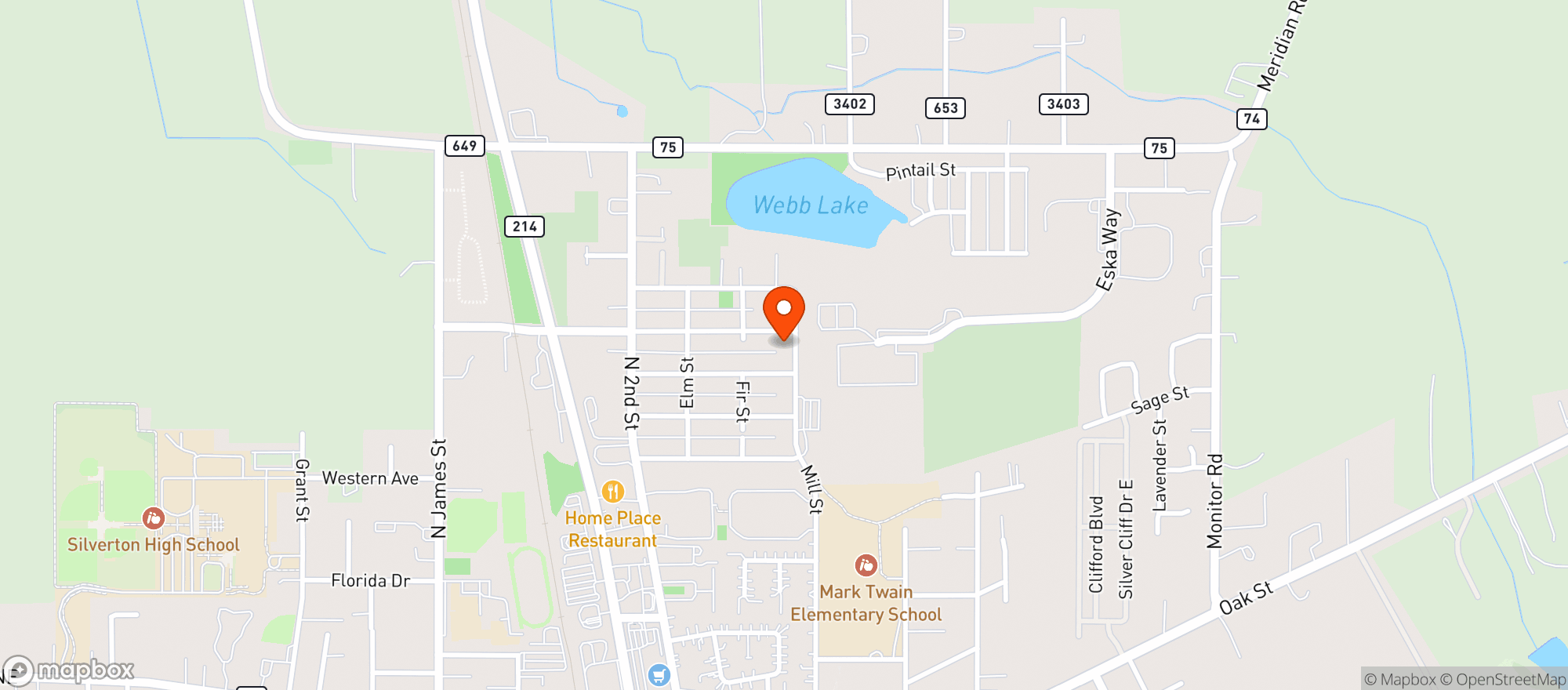 Map showing Mill Town Pub