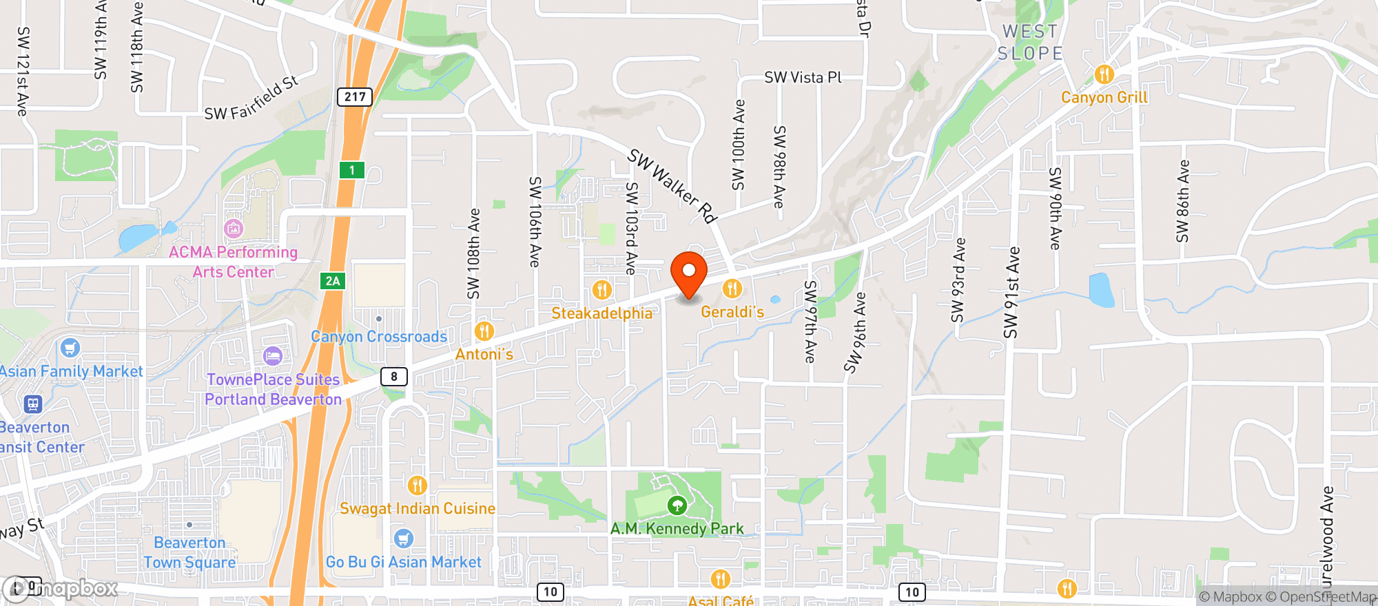 Map showing The Green Planet - Beaverton