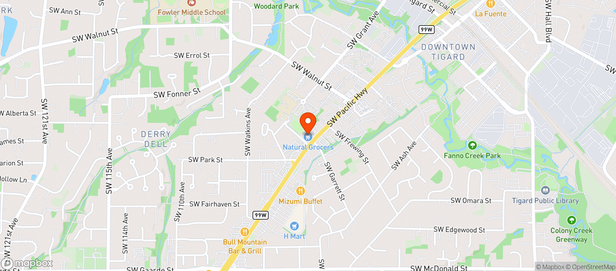 Map showing Natural Grocers by Vitamin Cottage - Natural Grocers by VC_Tigard (TD) - 00100013903