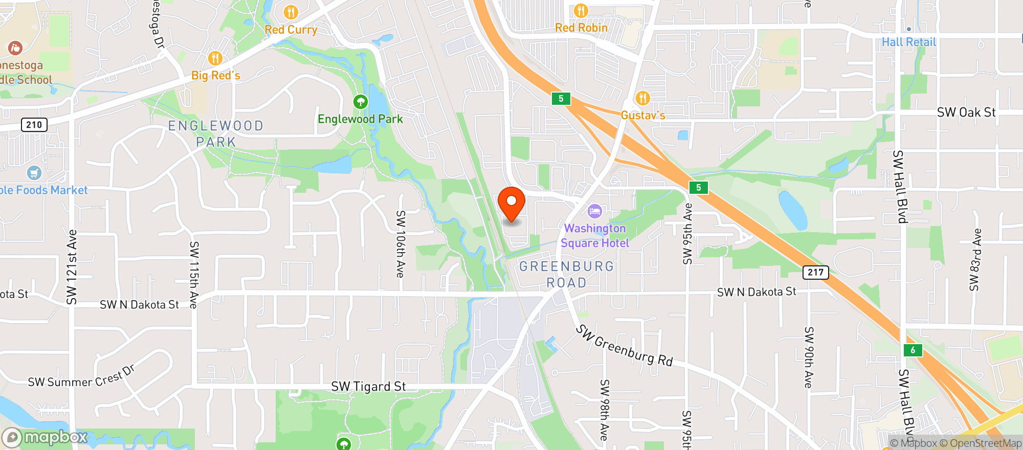 Map showing Rose City Futsal Tigard