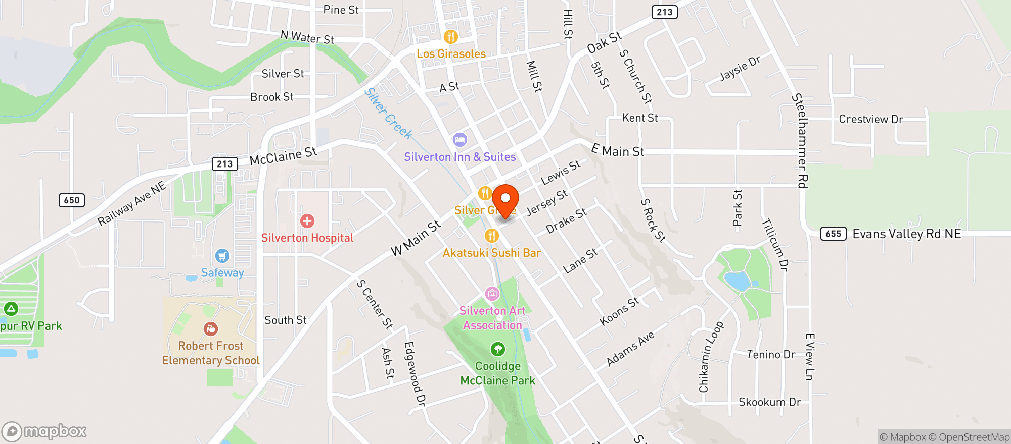 Map showing Silver Falls Brewery