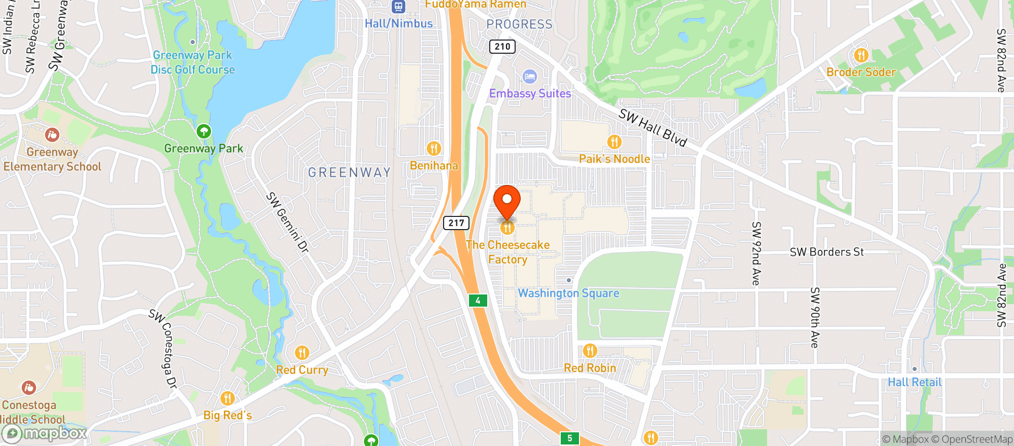 Map showing Cheesecake Factory