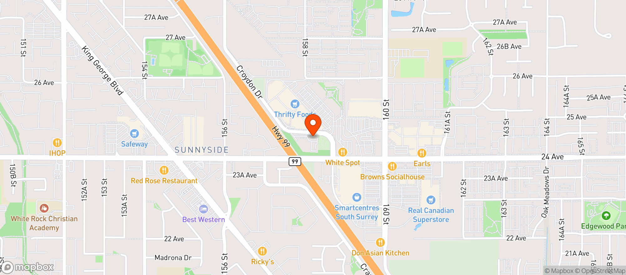 Map showing Sammy J's Grill & Bar South Surrey
