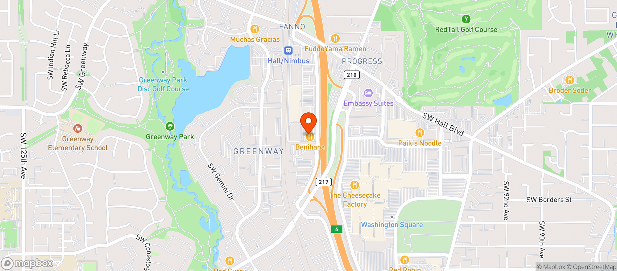 Map showing Benihana