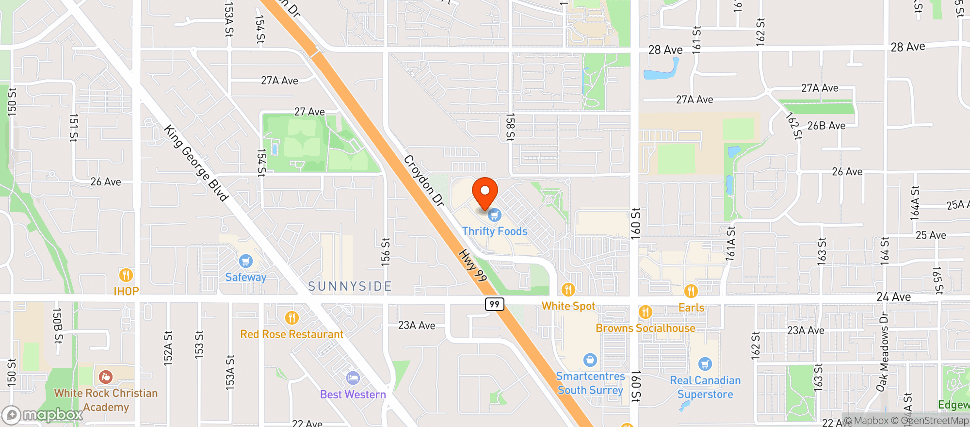 Map showing Thrifty Foods # 9472 Morgan Crossing