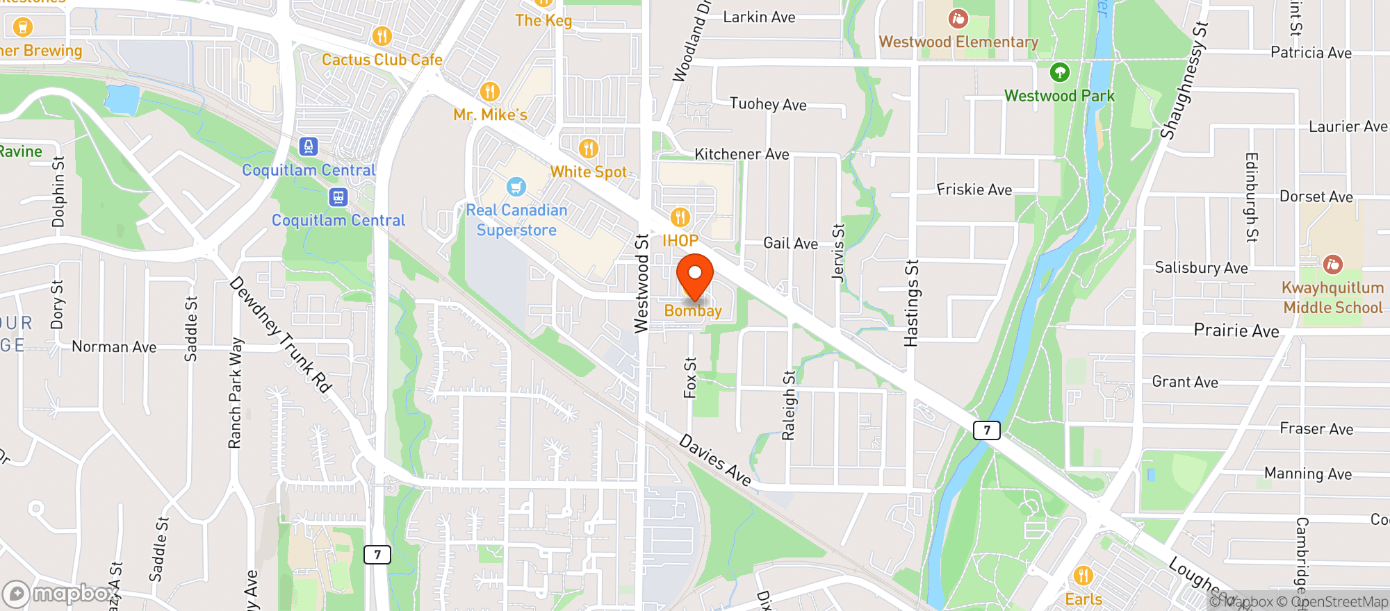 Map showing BCLIQUOR Westwood Centre