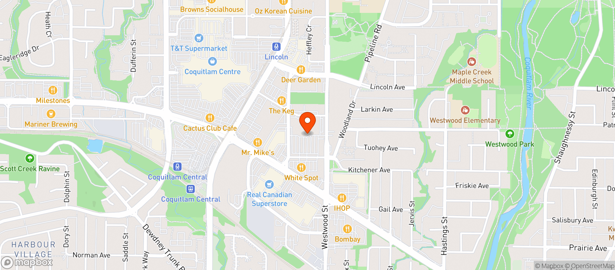 Map showing Jak's Coquitlam Central