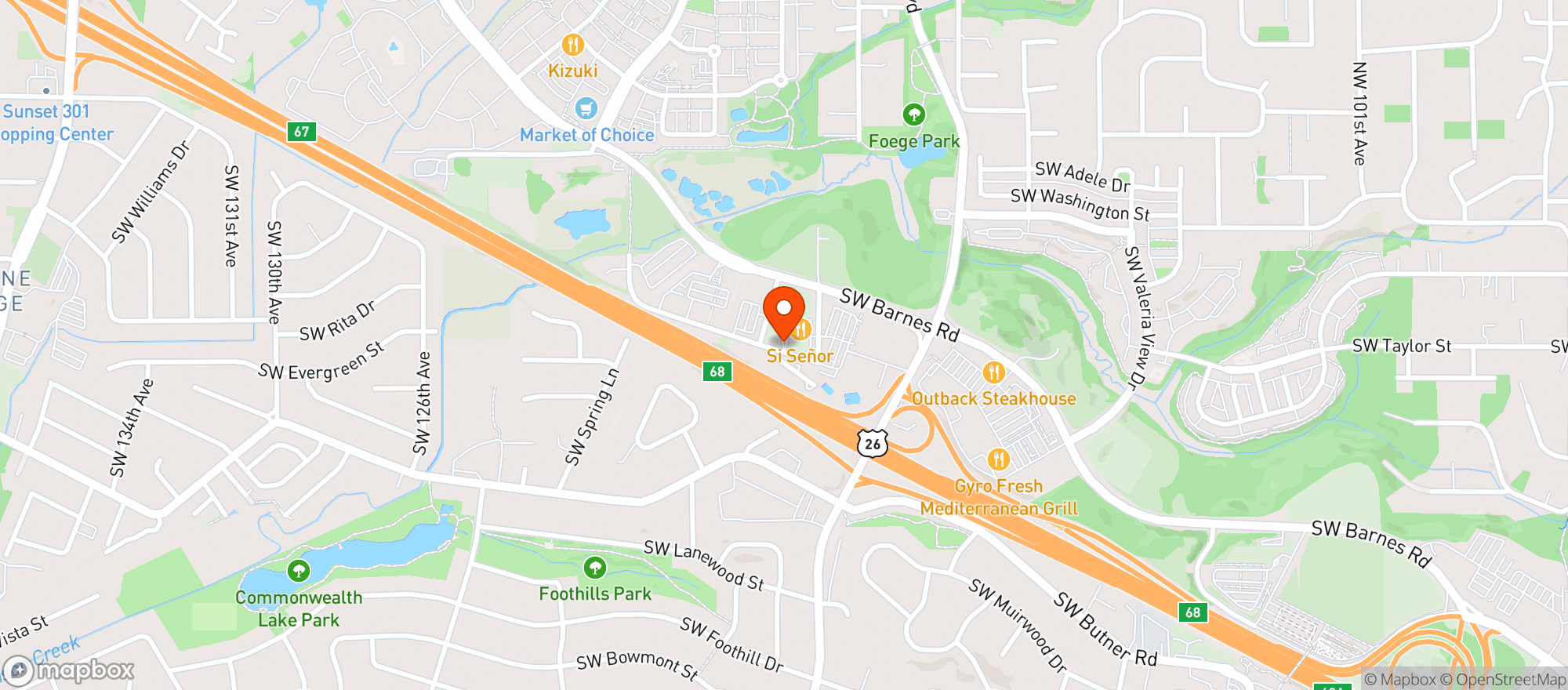 Map showing Si Senor Mexican Restaurant