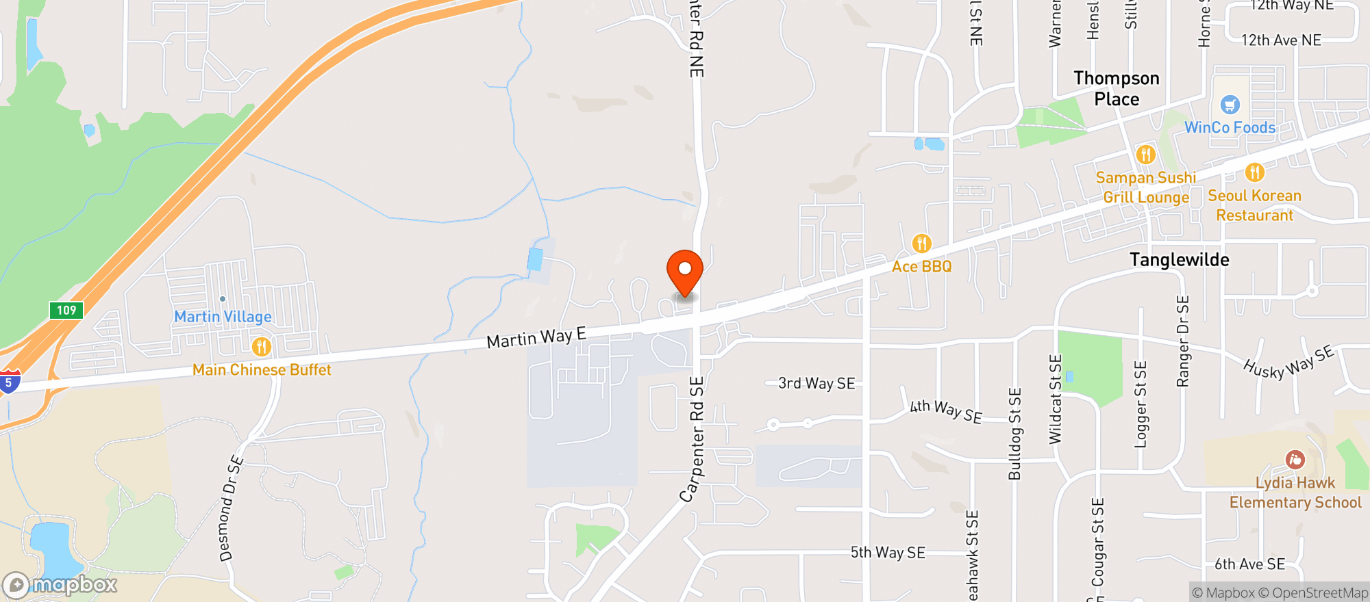 Map showing Hippie Hut Lacey