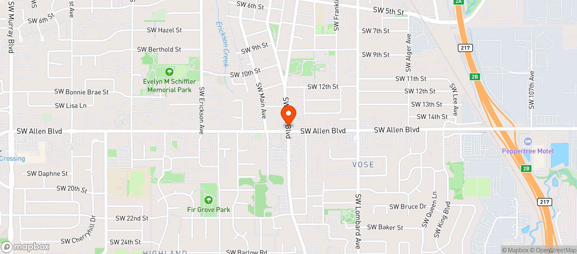 Map showing Allen Market