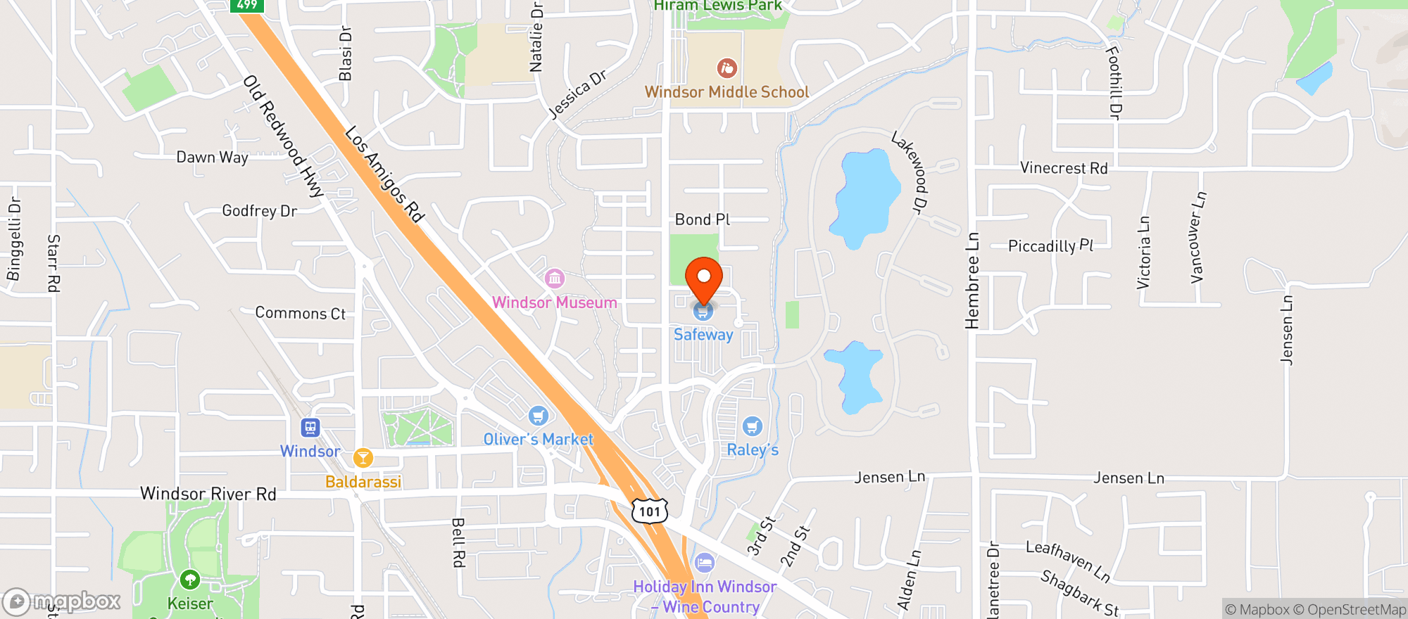 Map showing Safeway
