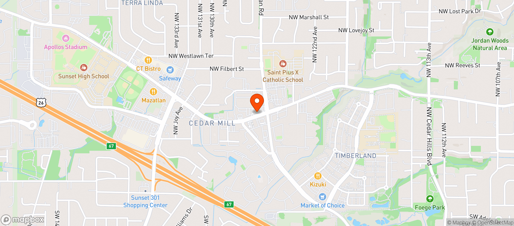 Map showing Wildwood Taphouse