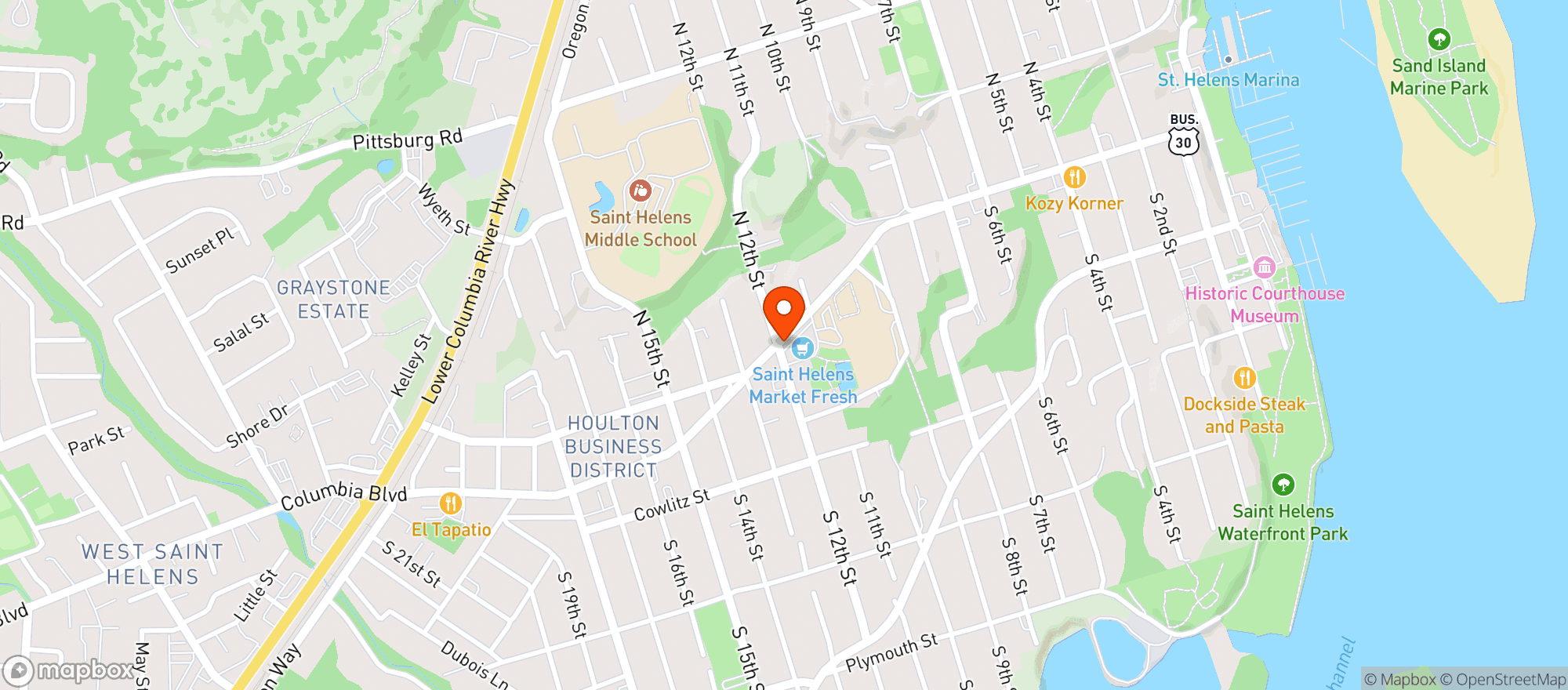 Map showing St Helens Red Apple Markt