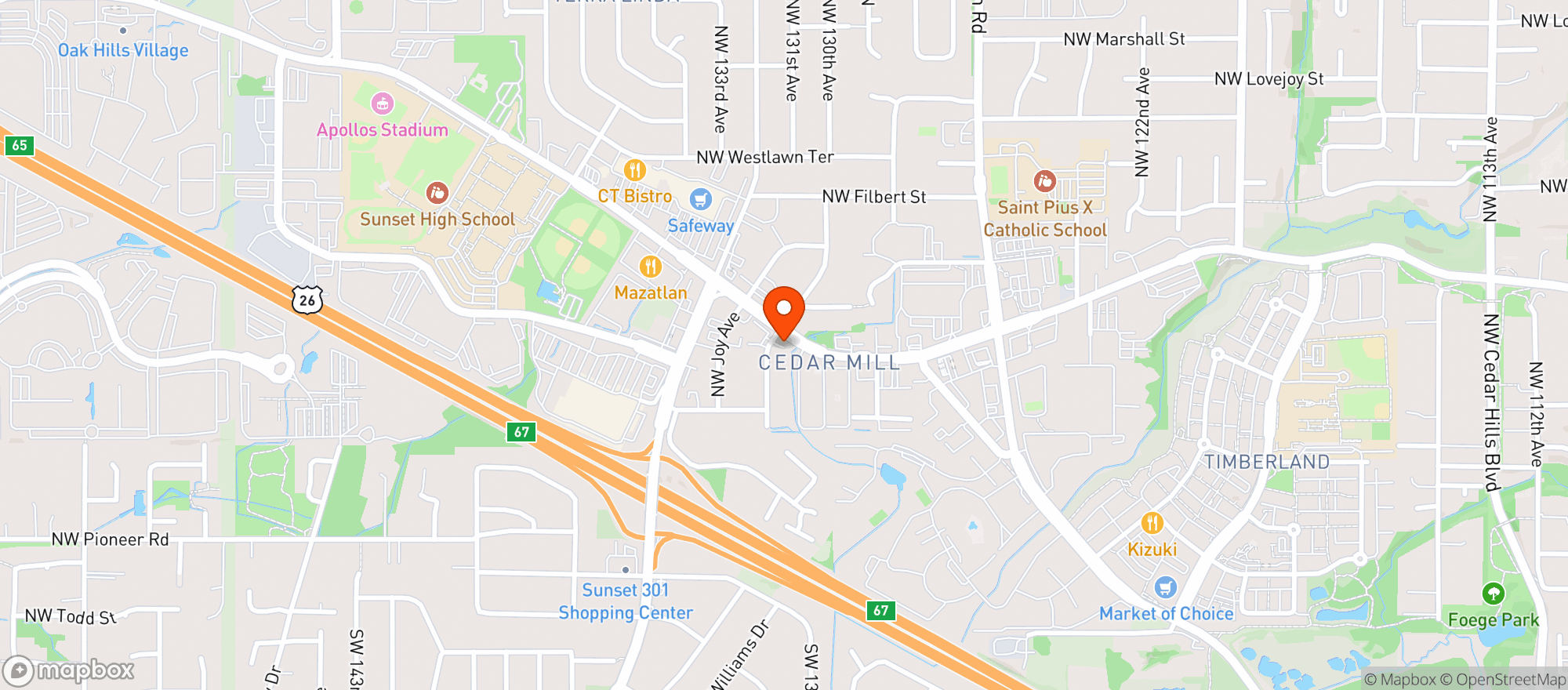 Map showing Western Oregon Dispensary - Portland
