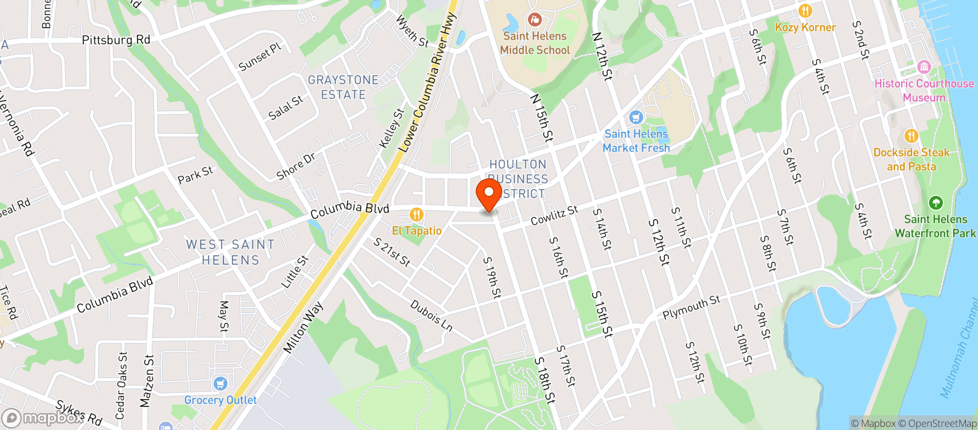 Map showing Sweet Relief St. Helens