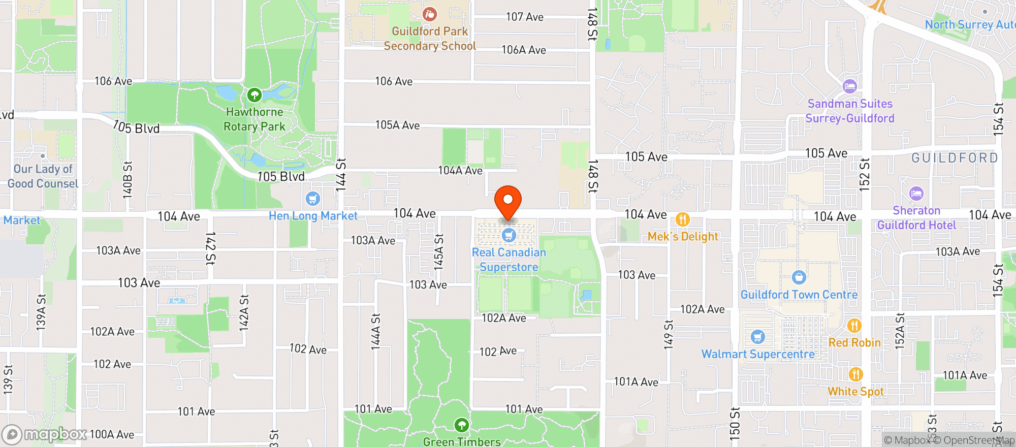 Map showing Real Canadian Superstore