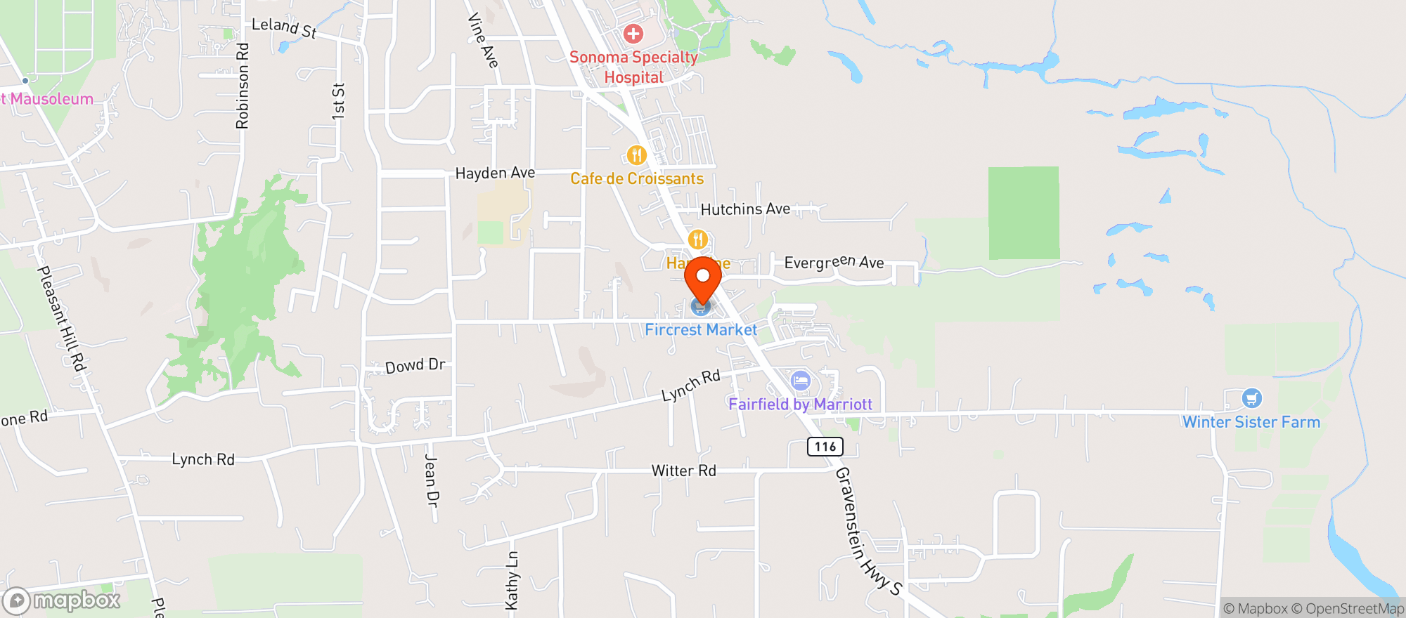 Map showing Fircrest Market