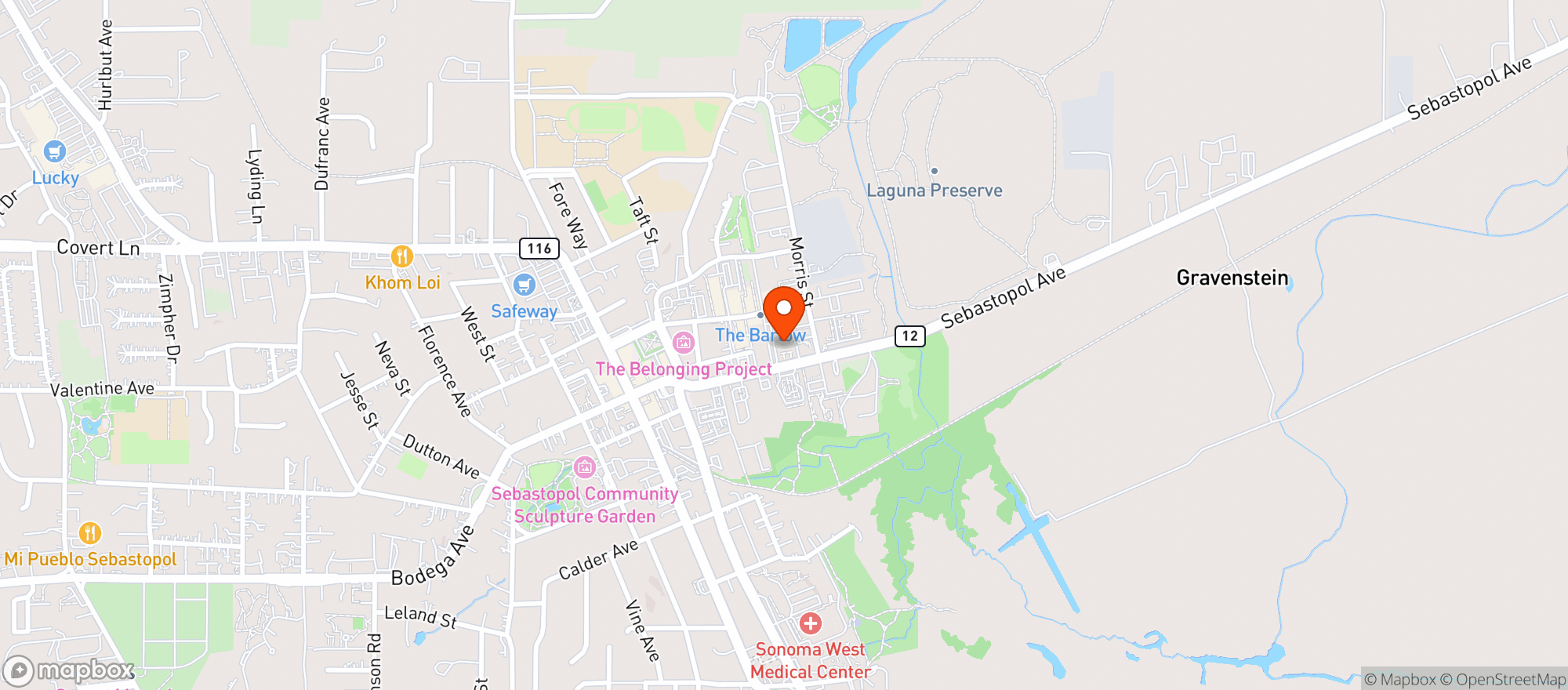 Map showing Santa Rosa Community Market