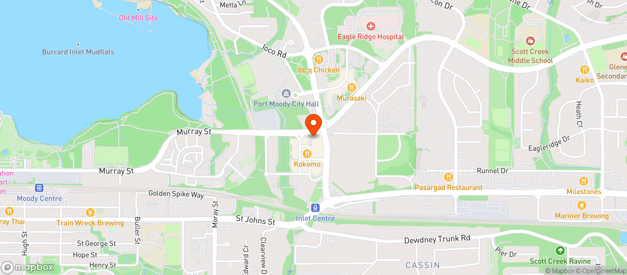 Map showing BCLIQUOR Port Moody