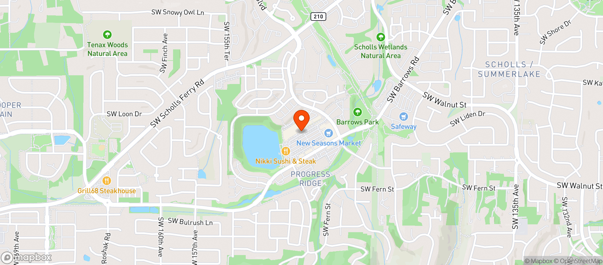 Map showing The Ridge Woodfired Pizza & Pub