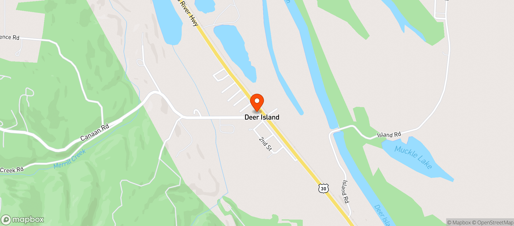 Map showing Deer Island Store