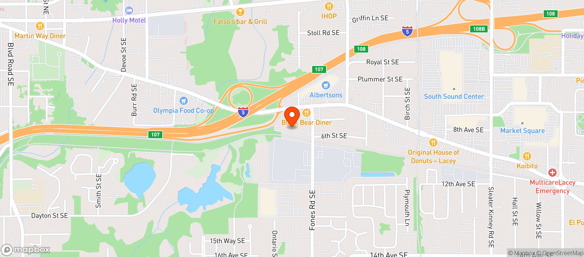Map showing Mary Jane’s House of Glass - Olympia