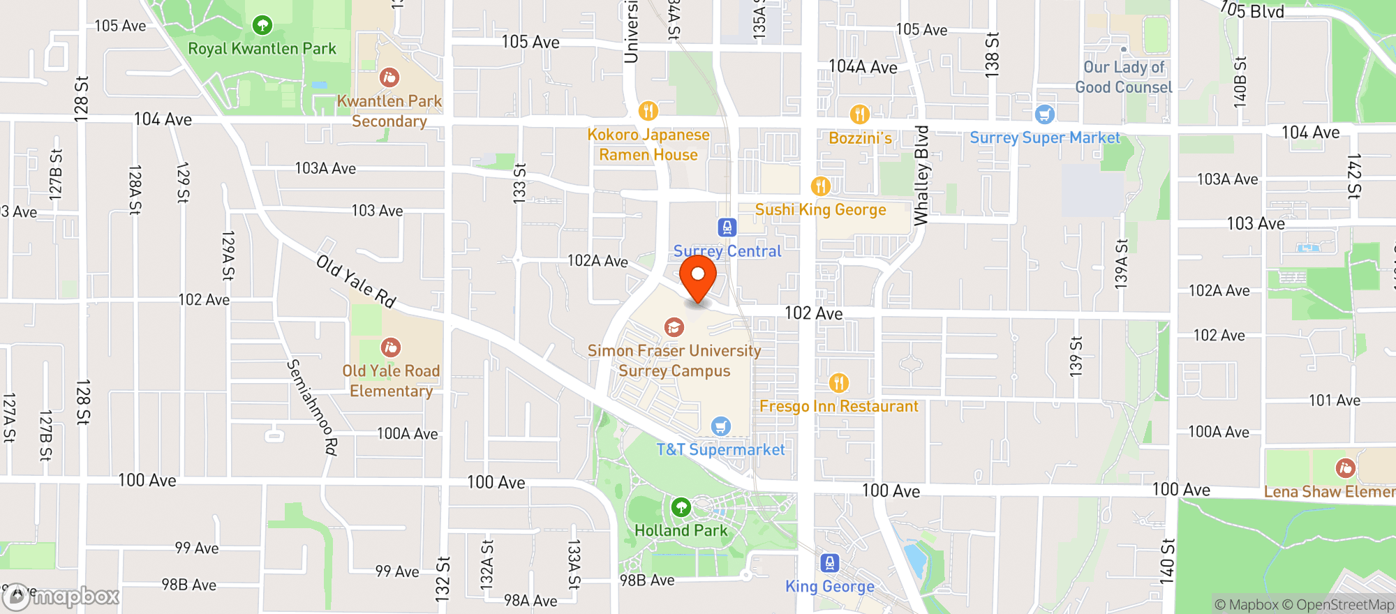 Map showing Central City Liquor Store 102nd Ave