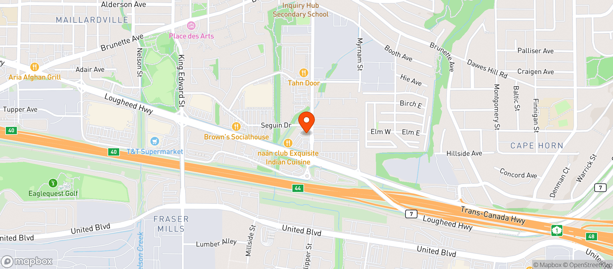 Map showing Cactus Club Cafe