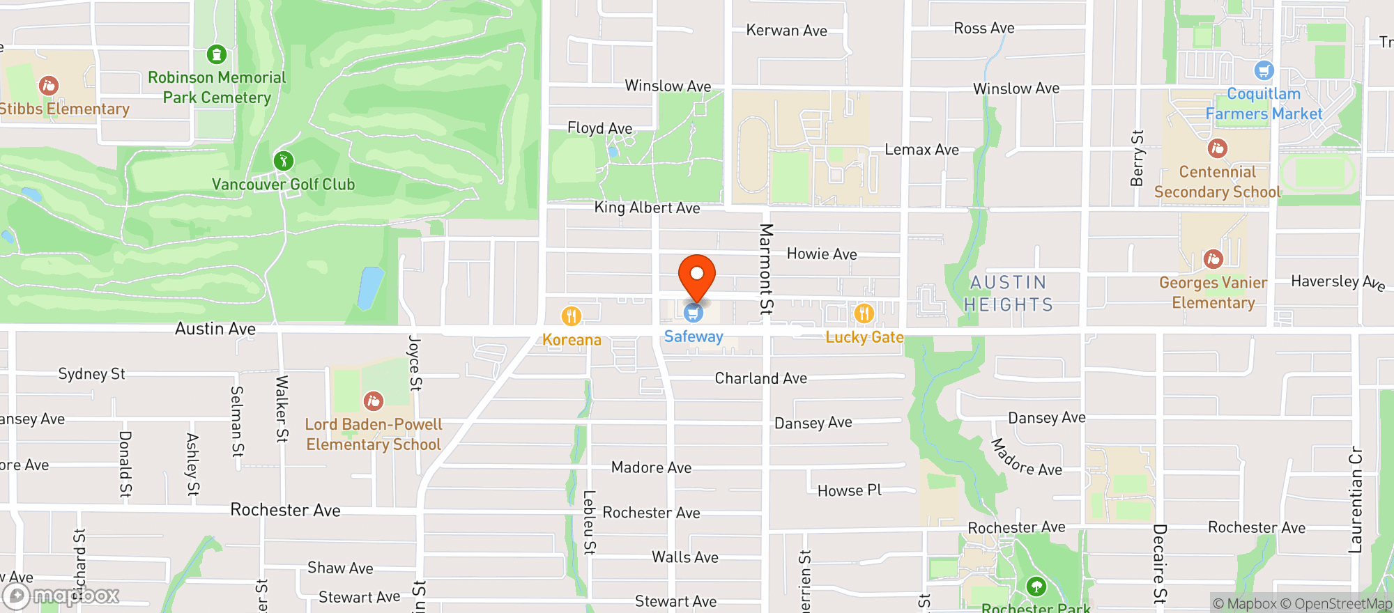 Map showing Safeway 4980