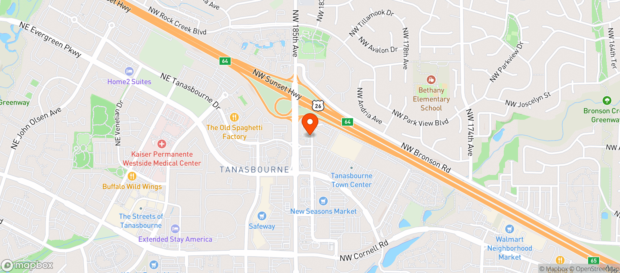 Map showing Vitamin Shoppe - Tanasbourne