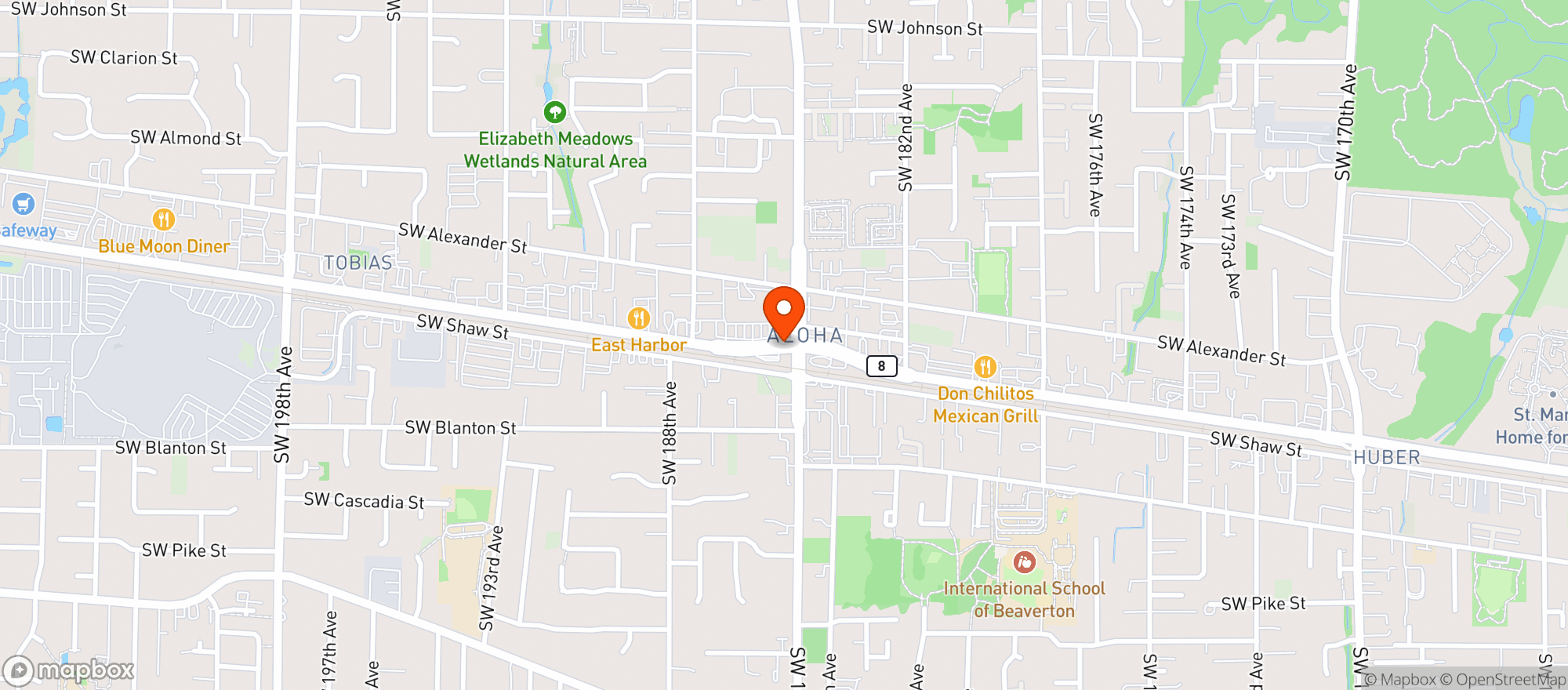 Map showing Green Light Food Mart