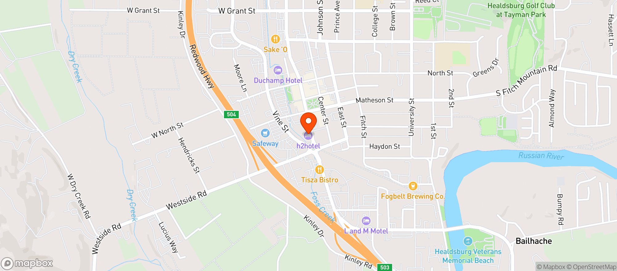 Map showing H2Hotel & Spoon Bar