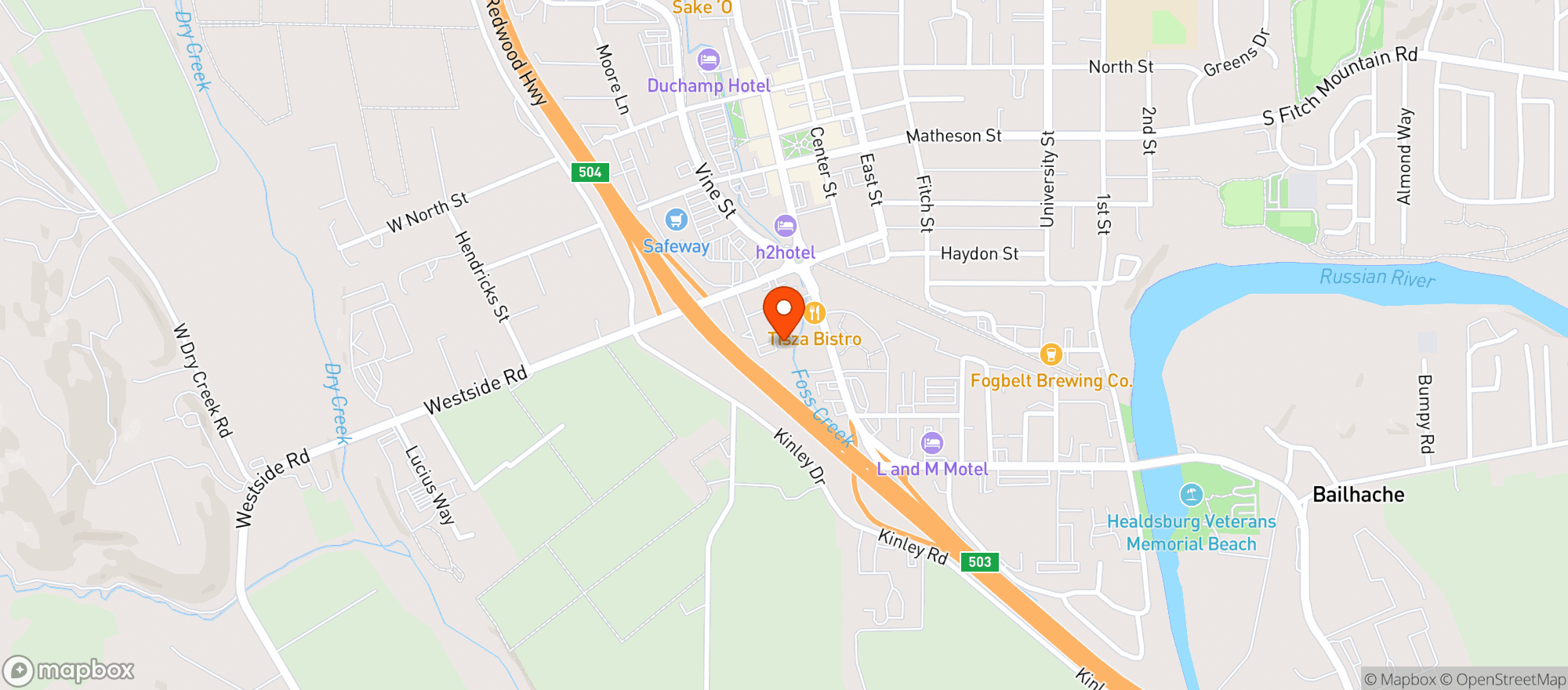 Map showing Jane Dispensary - Healdsburg