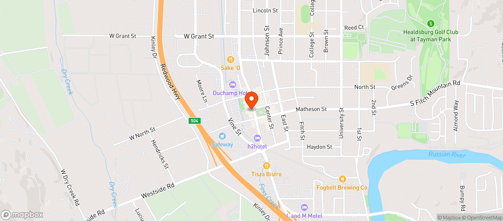 Map showing Dry Creek Kitchen