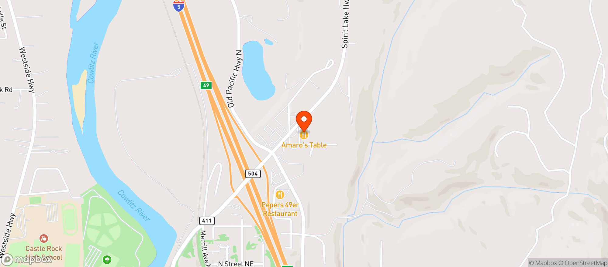 Map showing Parkers Steakhouse & Brew