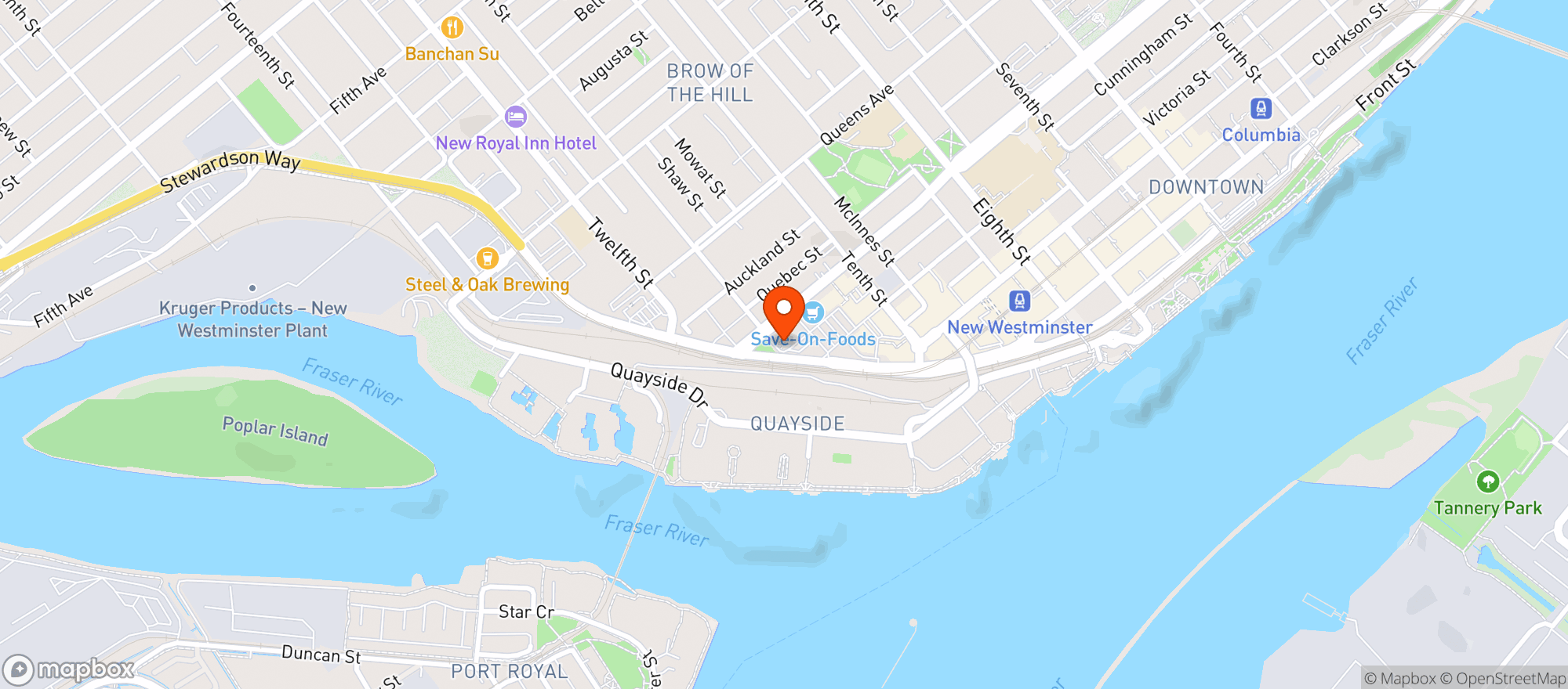 Map showing BCLIQUOR New Westminster