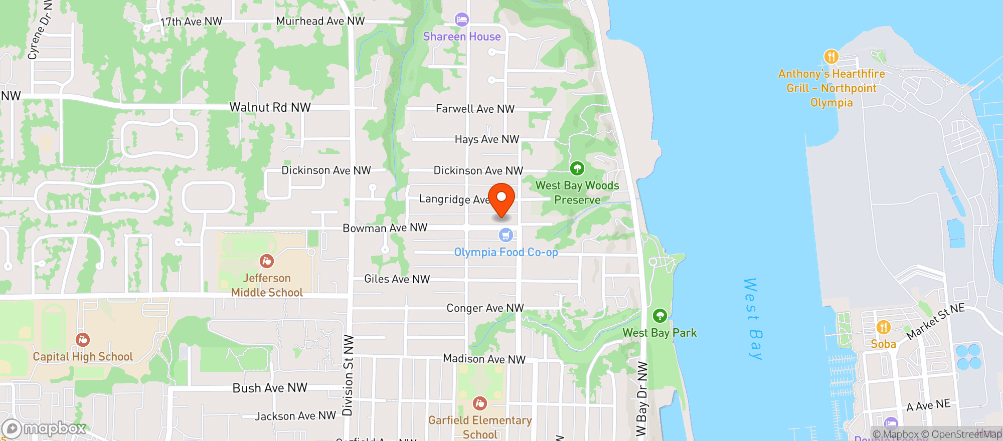 Map showing Olympia Food Co-op