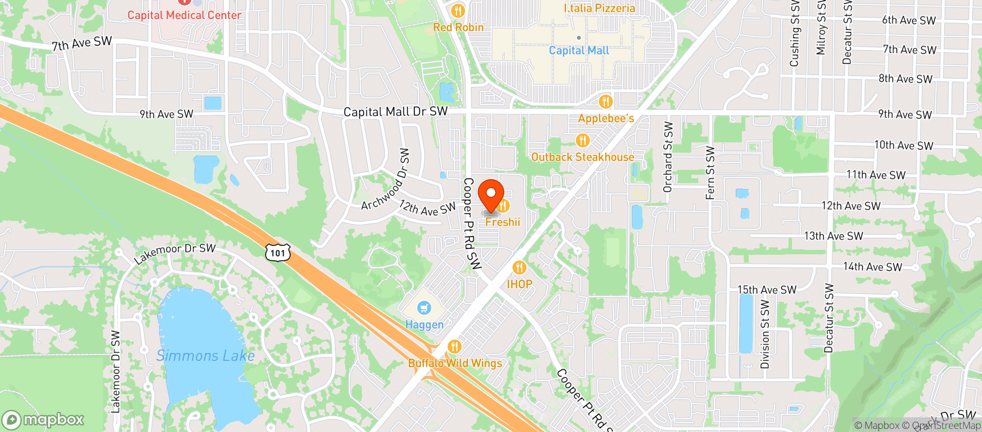 Map showing Haggen #3444 Olympia ( Wa7212 )