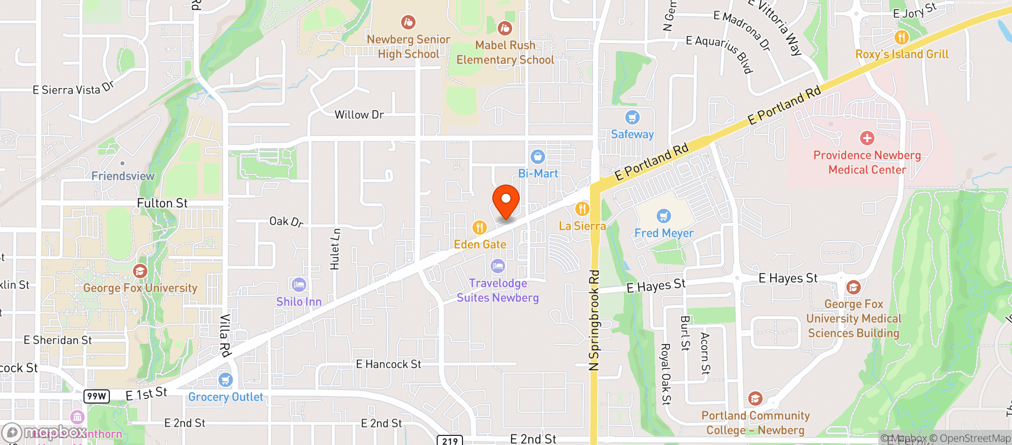 Map showing Newberg Cig & Tobacco