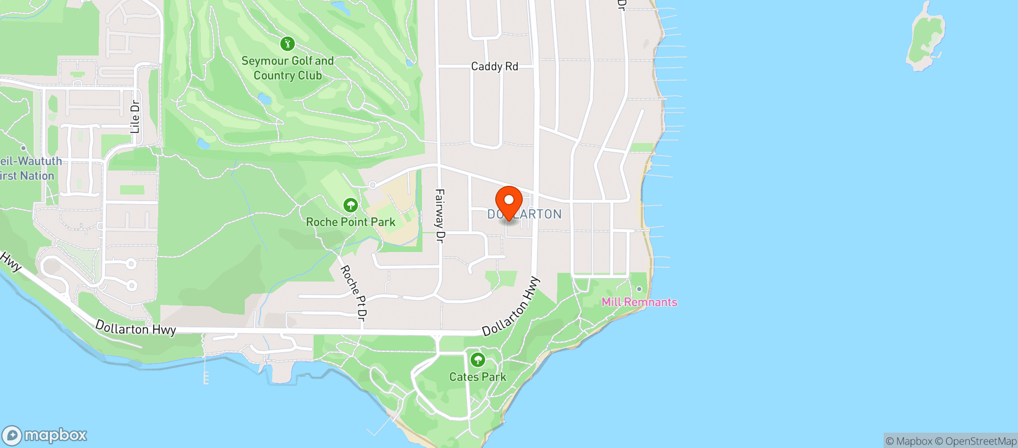 Map showing Nesters Dollarton