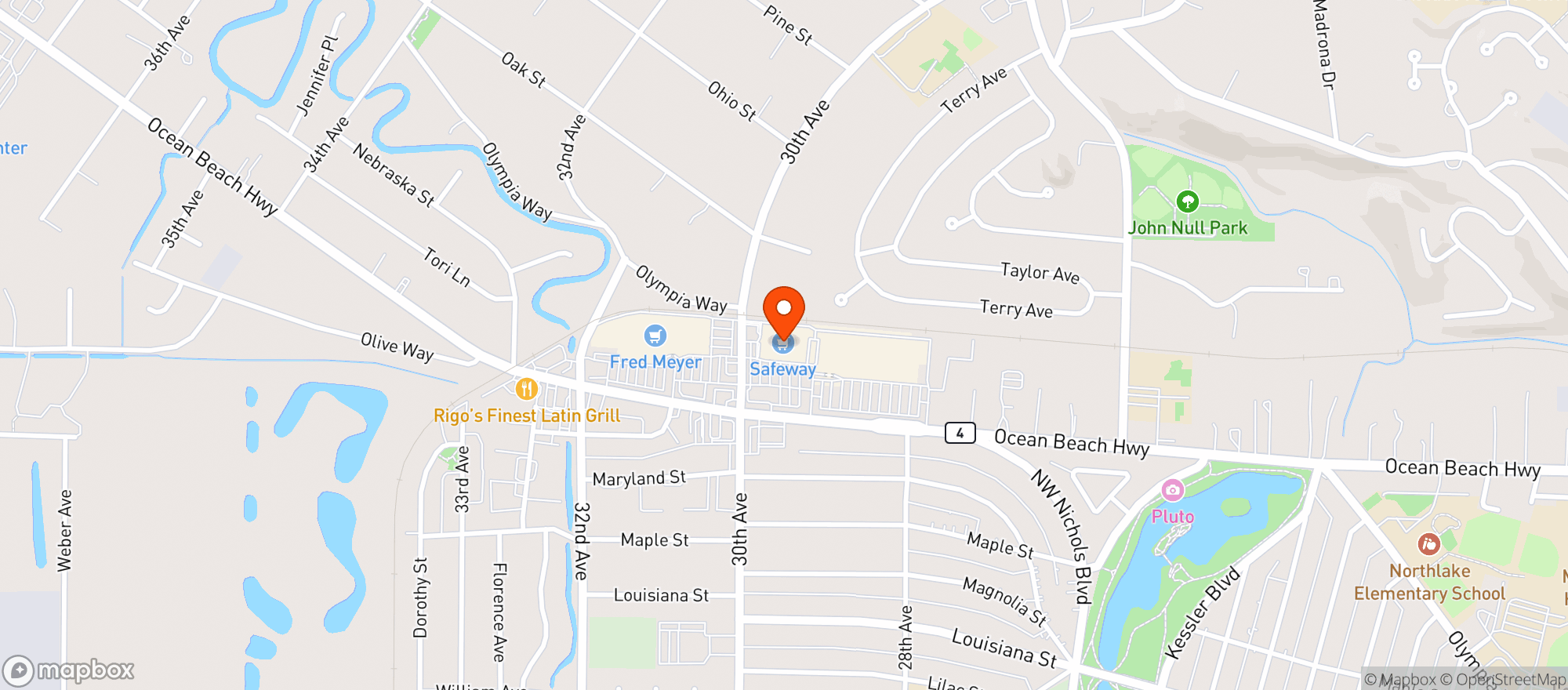 Map showing Safeway #1078 Ocean Beach