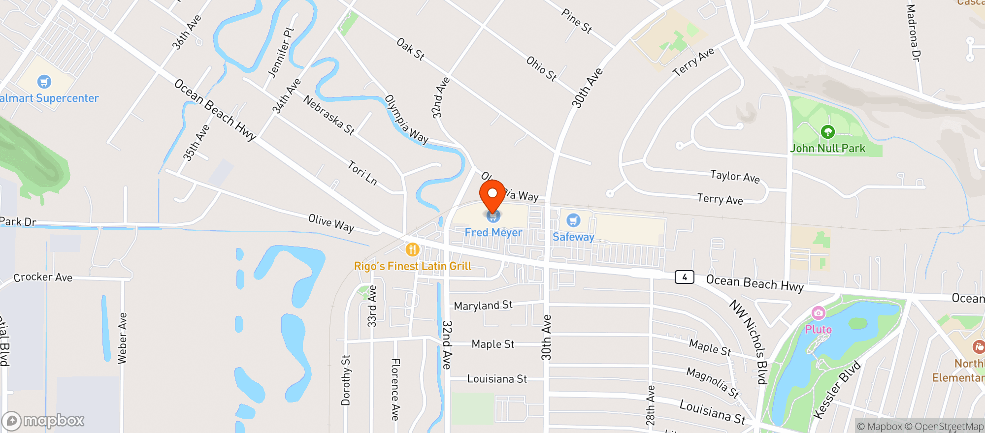 Map showing Fred Meyer #185 Longview