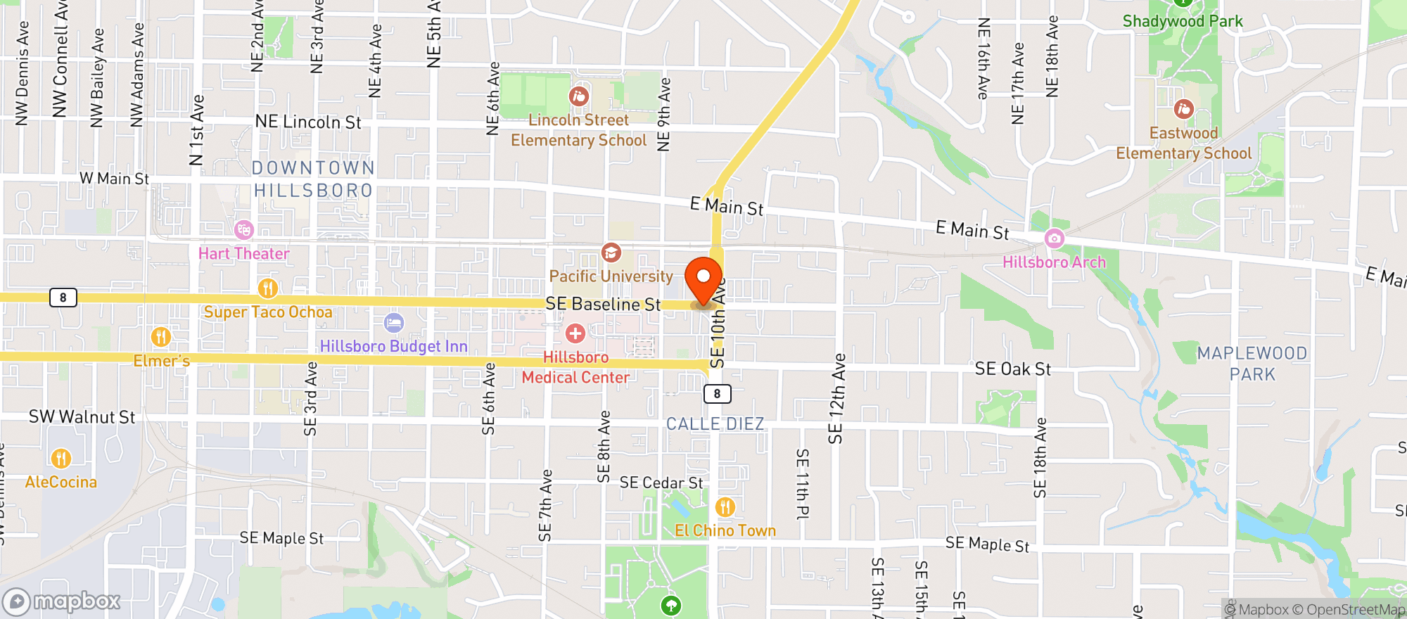 Map showing Peppers Mexican Grill