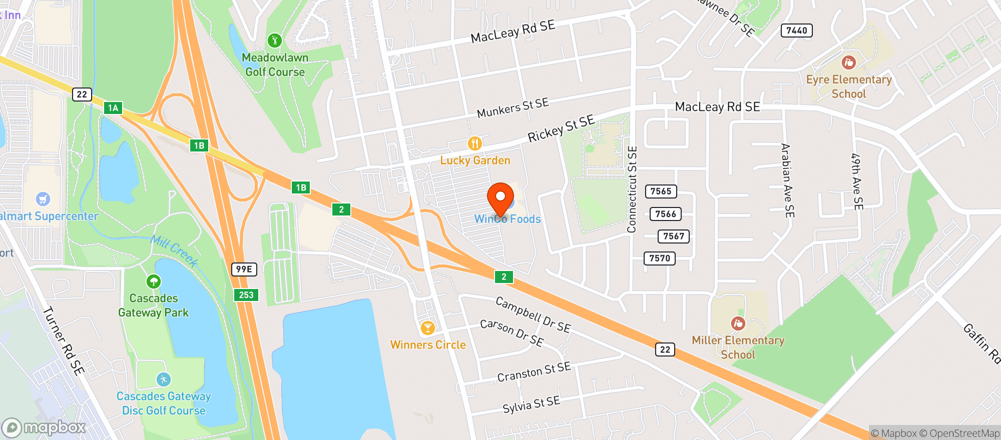 Map showing Sunrise Liquor 101