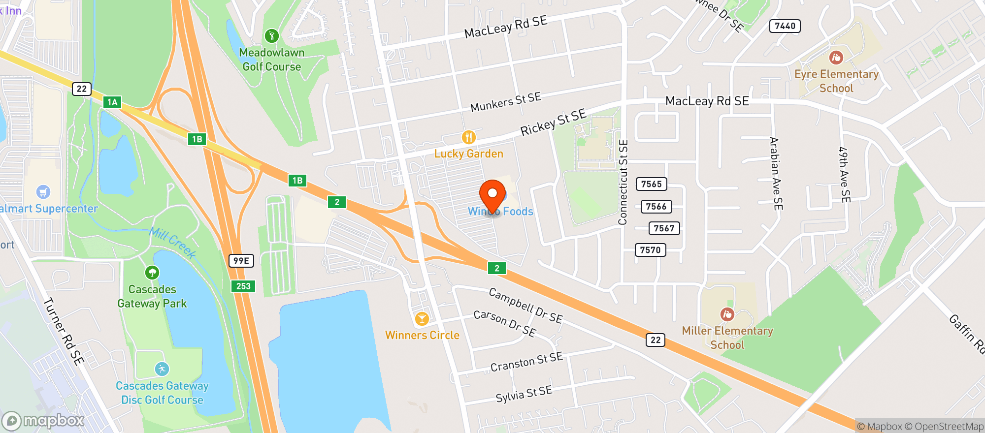 Map showing Winco Foods