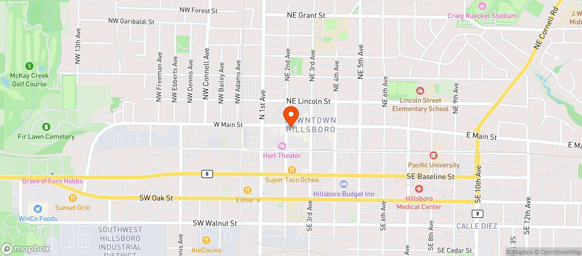 Map showing Backwoods Brewing Company